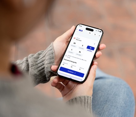GLS-ONE screen sending parcels online on mobile phone