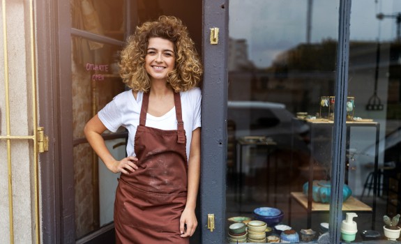 shop owner at the door