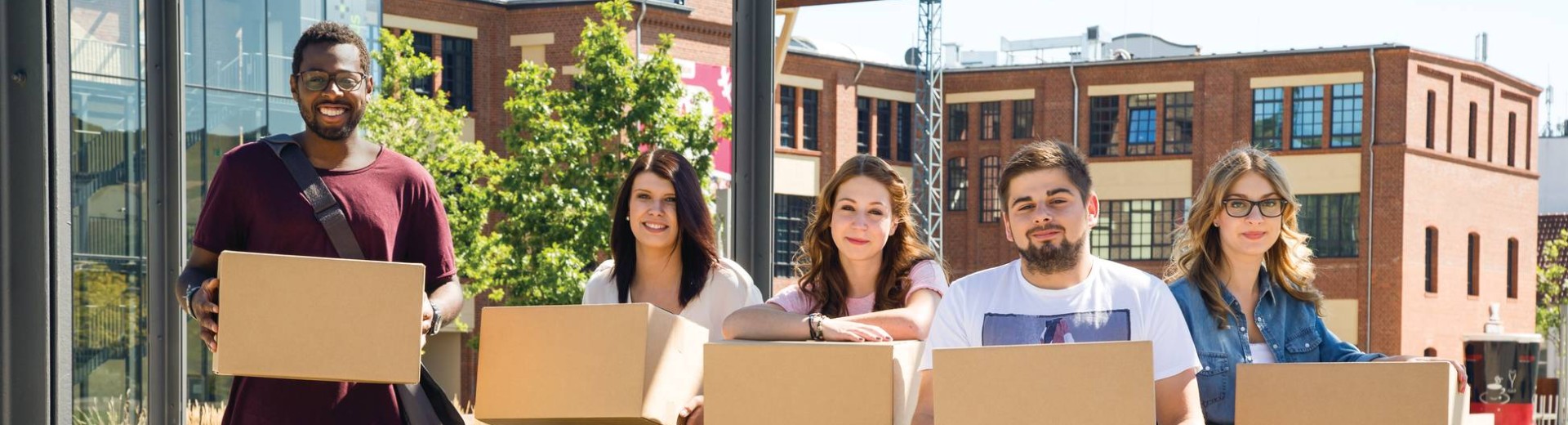 Apprentices with parcels