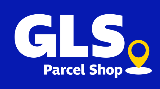 Parcel Shop embleem (blauwe achtergrond)