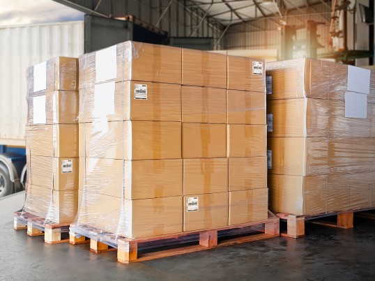 Boxes on a pallet in the warehouse