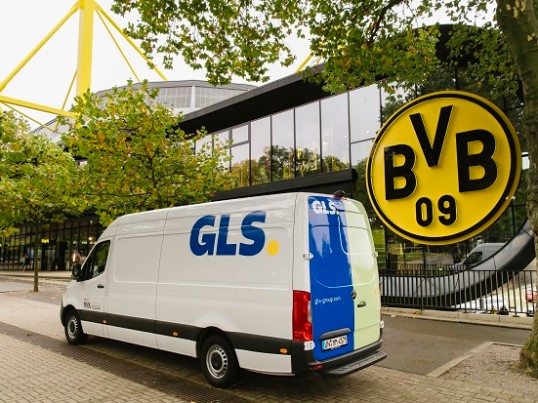 GLS-Zustellfahrzeug und BVB-Logo