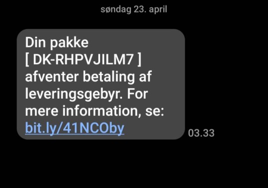 eksempel på sms forsøg phishing