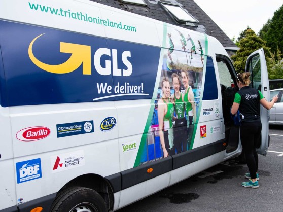 Triathlon Ireland van with GLS sponsorship livery