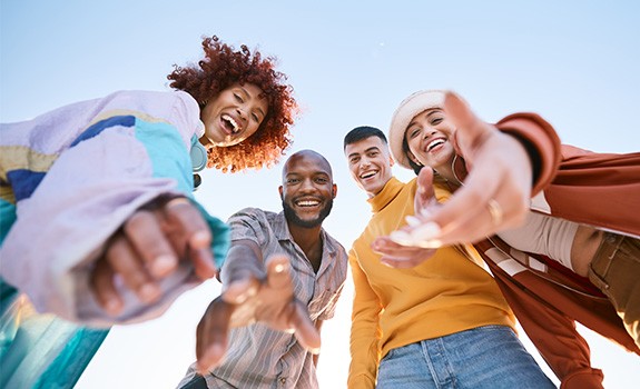 multi-ethnic group of smiling people