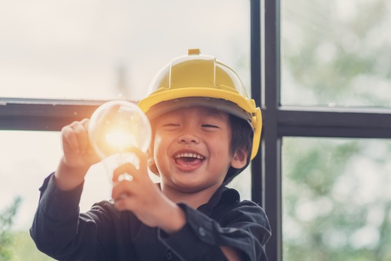 child with light bulb
