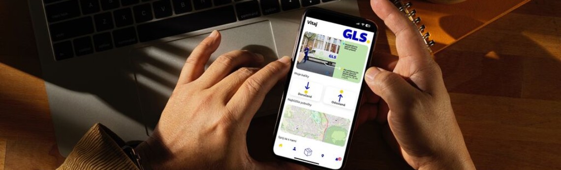 GLS Application in mobile with man hands